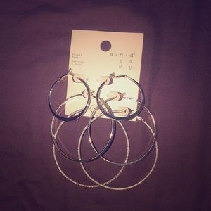 Silver Hoops 3 set AND